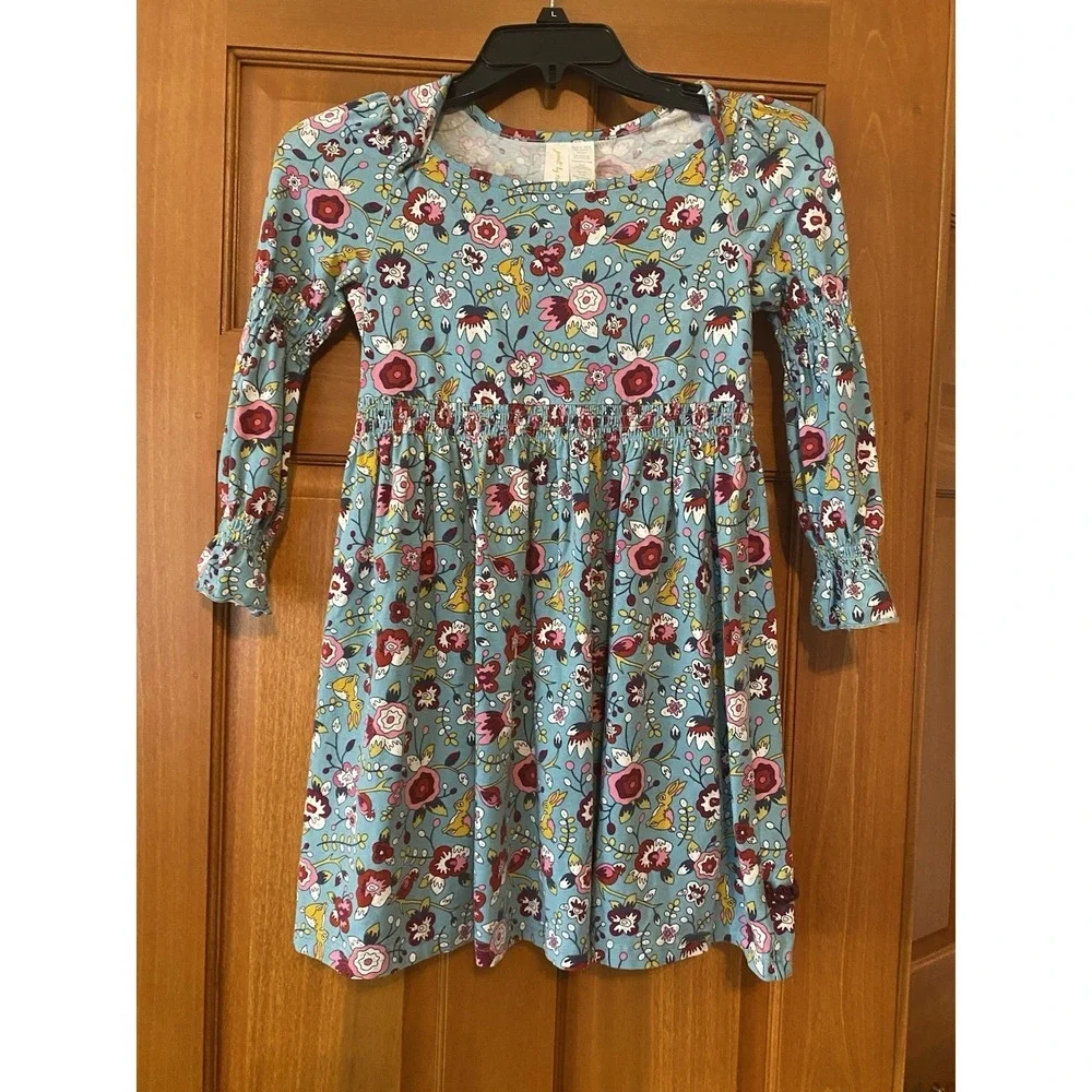 Matilda Jane Girls Floral Painterly Lap Dress Size 8 paint by numbers Blue